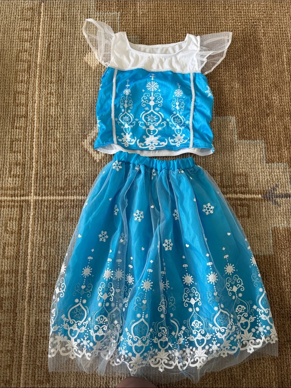 Blue Snow Princess Kids Costume Two-Piece Dress